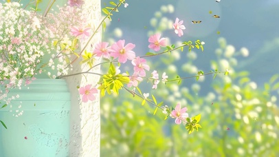 护眼窗外花草树木带鱼屏