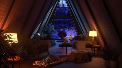 夜雨舒适的客厅