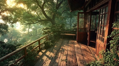 静谧阳光森林小屋