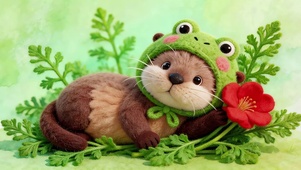 可爱毛茸茸小水獭