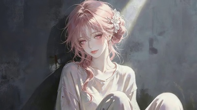 可爱粉发女孩