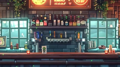 夜景咖啡店带鱼屏