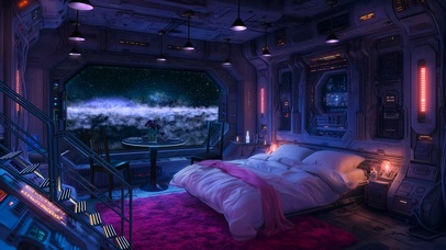 科幻太空飞船卧室