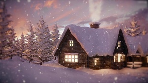 雪中温暖的木屋