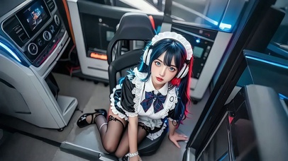 4K 带耳机的女仆