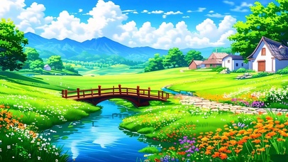美丽清新湖边花草