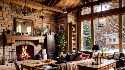 【雪景】温暖的客厅