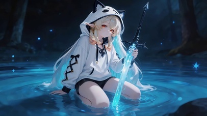 湖面可爱女孩