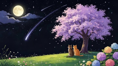 月夜紫樱猫咪