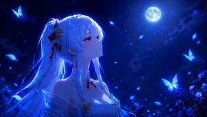 月夜蓝蝶白发绯雪
