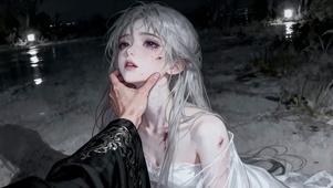 奇幻伤感绝望白发纯欲少女的眼泪