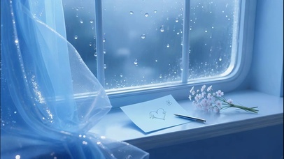 4K蓝色梦幻雨天卧室