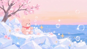 樱花海冰盛开·萌熊的宁静时光