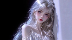 白发红唇纯欲美女