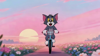 花海骑行的汤姆猫
