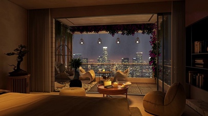 安静雨天都市客厅房间