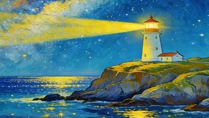 油画海景带鱼屏