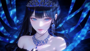 蓝色宝石皇冠美女高清4k