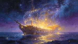 夜景海上船