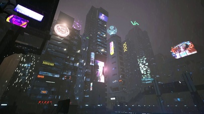 赛博朋克 雨天城市