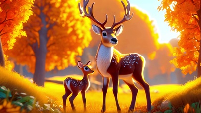 秋日可爱的梅花鹿