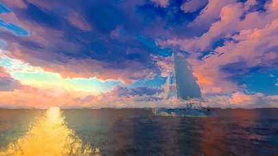 4k海上日落动态油画