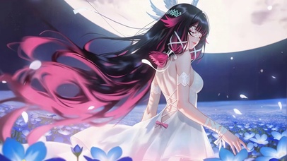 月夜白裙少女哥伦比娅