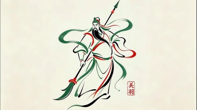 线条风彩绘关二爷！