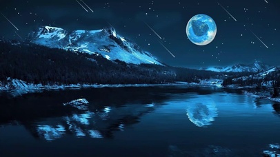 唯美治愈梦幻雪山天空流星星球