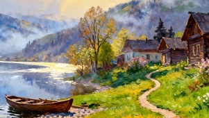 护眼绿景树木双屏