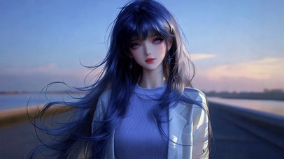 暮色长发少女