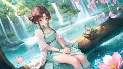 清溪樱花古风美少女