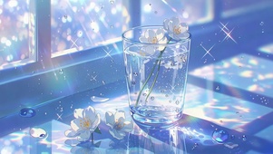 窗边光影清透水杯