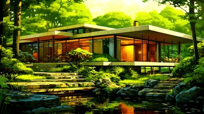 绿色护眼森林小屋