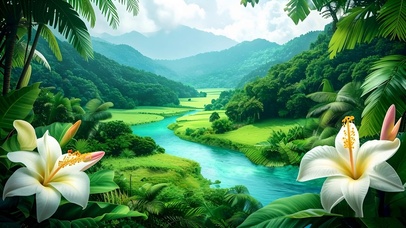 绿色护眼溪流山水