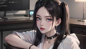 清纯夜晚房间少女