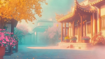 朦胧秋日古风建筑院落