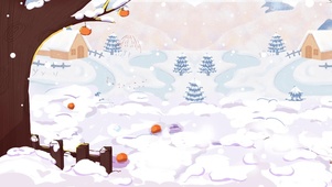 卡通冬天冬季冬日下雪雪景堆雪人