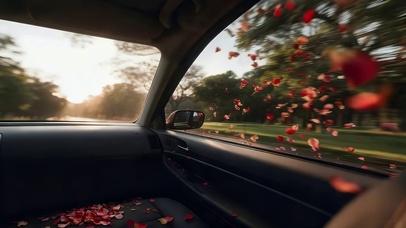 车外的玫瑰花瓣