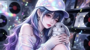 黑胶房抱兔少女
