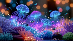 梦幻荧光水母