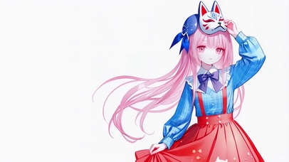  粉色长发可爱治愈二次元美少女