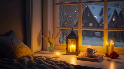 温馨的雪天小屋