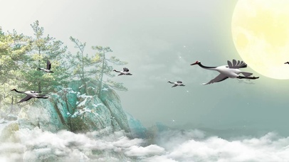 中国风唯美月下悬崖