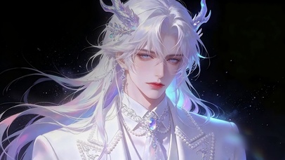 清冷白发龙神壁纸