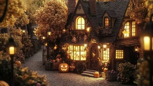 万圣节日温馨木屋商店