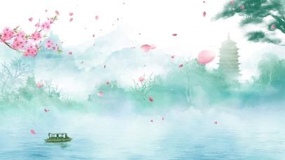 唯美浪漫春天美景杭州西湖水墨