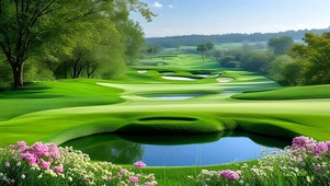 绿色护眼山水花草