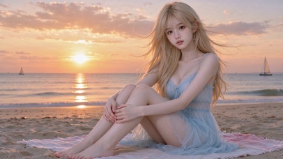 海边夕阳美女
