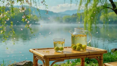 湖边休憩